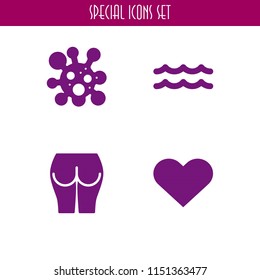 tropical icon. 4 tropical set with bottom, ocean, passion and virus vector icons for web and mobile app