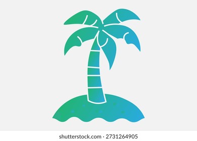 Un ícono tropical con una sola palmera que crece en un Pequeño montículo o isla.