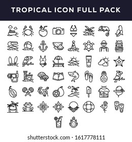 tropical icon full set on white background