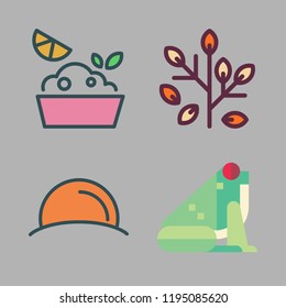 tropical icon set. vector set about lemon, sunset, leaves and frog icons set.