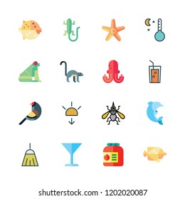 tropical icon set. vector set about beach, sunset, conserve and starfish icons set.