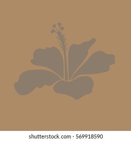 Tropical icon with single beige hibiscus flower. Isolated hibiscus flower in beige colors. Vector illustration.