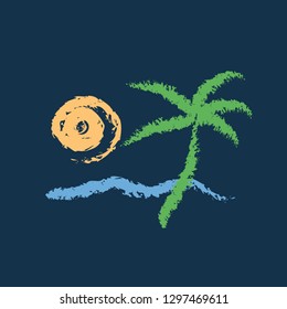 tropical icon, tropical symbol. Flat vector sign isolated on blue background. Simple vector illustration for graphic and web design.