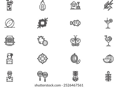 Tropical icons collection is a vector illustration with editable stroke.