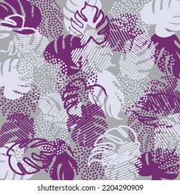 tropical illustration background of monstera