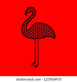 Tropical illustration with flamingo.