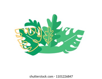 Tropical Illustration, Green tropical leaf vector 