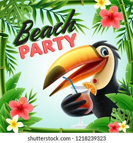 ilustración tropical con tucan