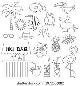 tropical illustrations vector digital stamps