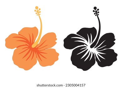 Tropical image flower, hibiscus icon, illustration