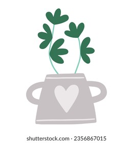Tropical indoor plant in a pot. Scandinavian cozy home decor. Flat vector cartoon illustration on white background.