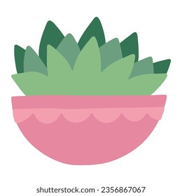 Tropical indoor plant in a pot. Scandinavian cozy home decor. Flat vector cartoon illustration on white background.