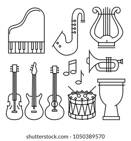 tropical instruments set icons