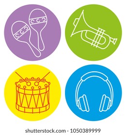 tropical instruments set icons