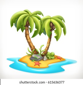 Tropical Island, 3d Vector Icon
