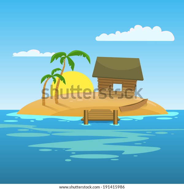 Tropical Island Stock Vector (Royalty Free) 191415986