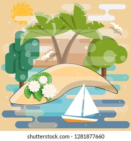 Tropical island. Background. Vector illustration.