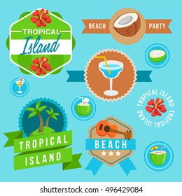 Tropical Island : Island Badge and Label : Vector Illustration 