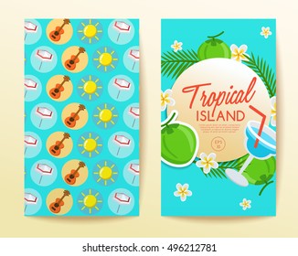 Tropical Island : Island Banner Template : Vector Illustration 