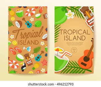 Tropical Island : Island Banner Template : Vector Illustration 