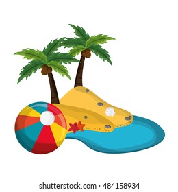 tropical island and beach ball icon