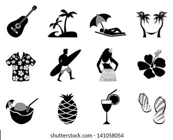 Tropical Island And Beach Vacation Icons