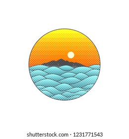 tropical island beach vacation sign symbol vector art