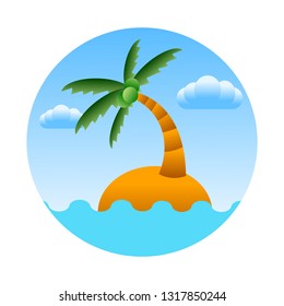 Tropical island with Coconut tree, Vector illustration summer concept