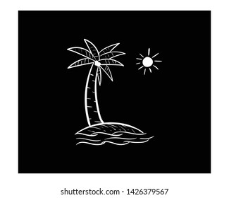 Tropical island doodle icon vector 