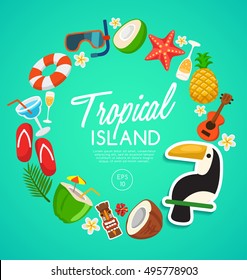 Tropical Island : Island Elements : Vector Illustration 
