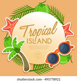 Tropical Island : Island Elements : Vector Illustration 