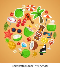 Tropical Island : Island Elements : Vector Illustration 