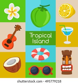 Tropical Island : Island Elements : Vector Illustration 
