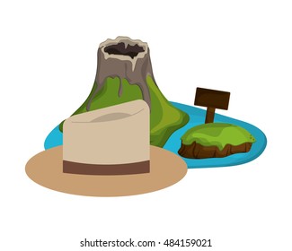 tropical island and hat  icon