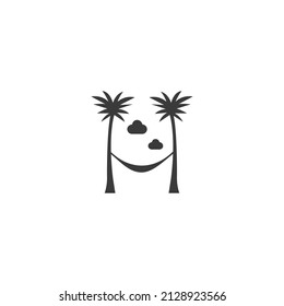 Tropical Island Icon Black and White Vector Graphic