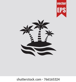 Tropical island icon in trendy isolated on grey background.Vector illustration.