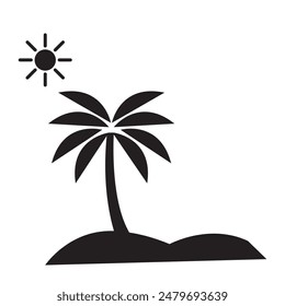 Tropical island icon vector flat black illustration for web and app on white background..eps