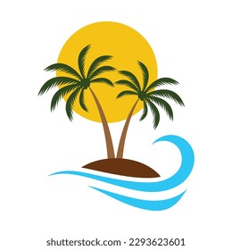 Tropical island illustration design template