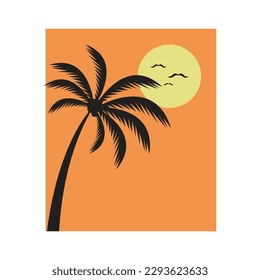 Tropical island illustration design template