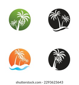 Tropical island illustration design template