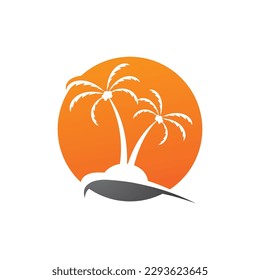 Tropical island illustration design template