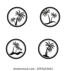 Tropical island illustration design template