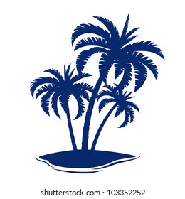 Tropical Island. Illustration on white background.