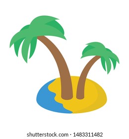 Tropical island isometric icon design
