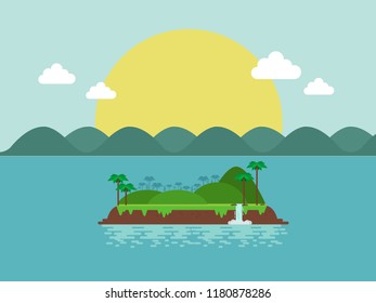 Tropical Island. landscape in the flat style.