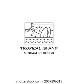tropical island line art icon logo minimalist vector illustration