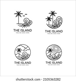 diseño de estilo monolítico de colección de logotipos de islas tropicales