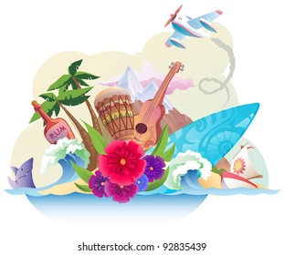 Tropical island with its music, surfing and the carefree lifestyle.