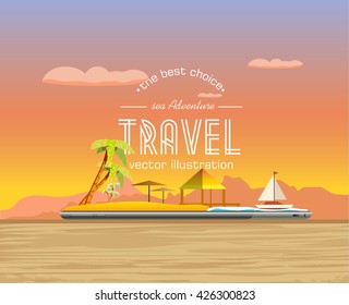 Tropical island on a tablet screen