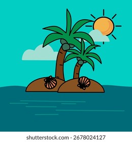Isla tropical con palmeras